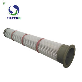 Rubber Cap Pleated Filter Bags High Efficiency 153 * 2000mm Diameter For Cement